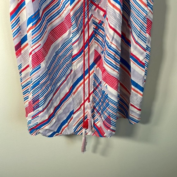 Cabi #5230 Inline Print White Red & Blue Striped Tassel Tank Top Size S - Picture 4 of 9